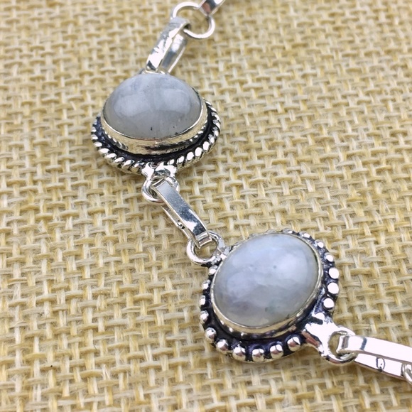 New Moonstone and Carved Glass Silver Overlay Bracelet 7 1/4” , 7 3/4” 8 - Picture 7 of 10